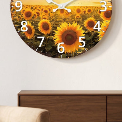 Horloge Murale Originale Jardin de Tournesols en Bois, Silencieuse et Décorative – Tournesia