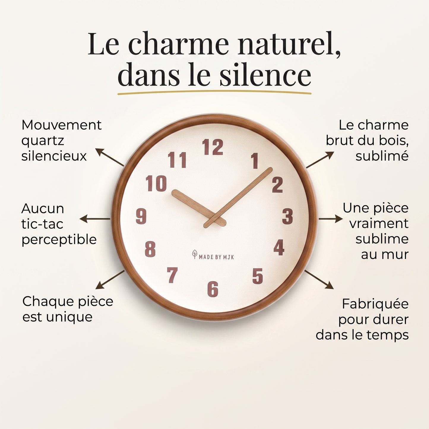 Horloge Murale Vintage Japonaise en Bois, Silencieuse et Rétro – Kaédo