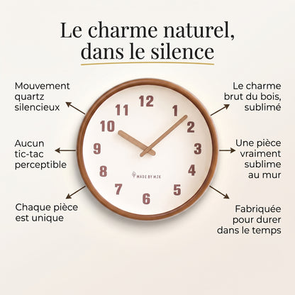 Horloge Murale Vintage Japonaise en Bois, Silencieuse et Rétro – Kaédo