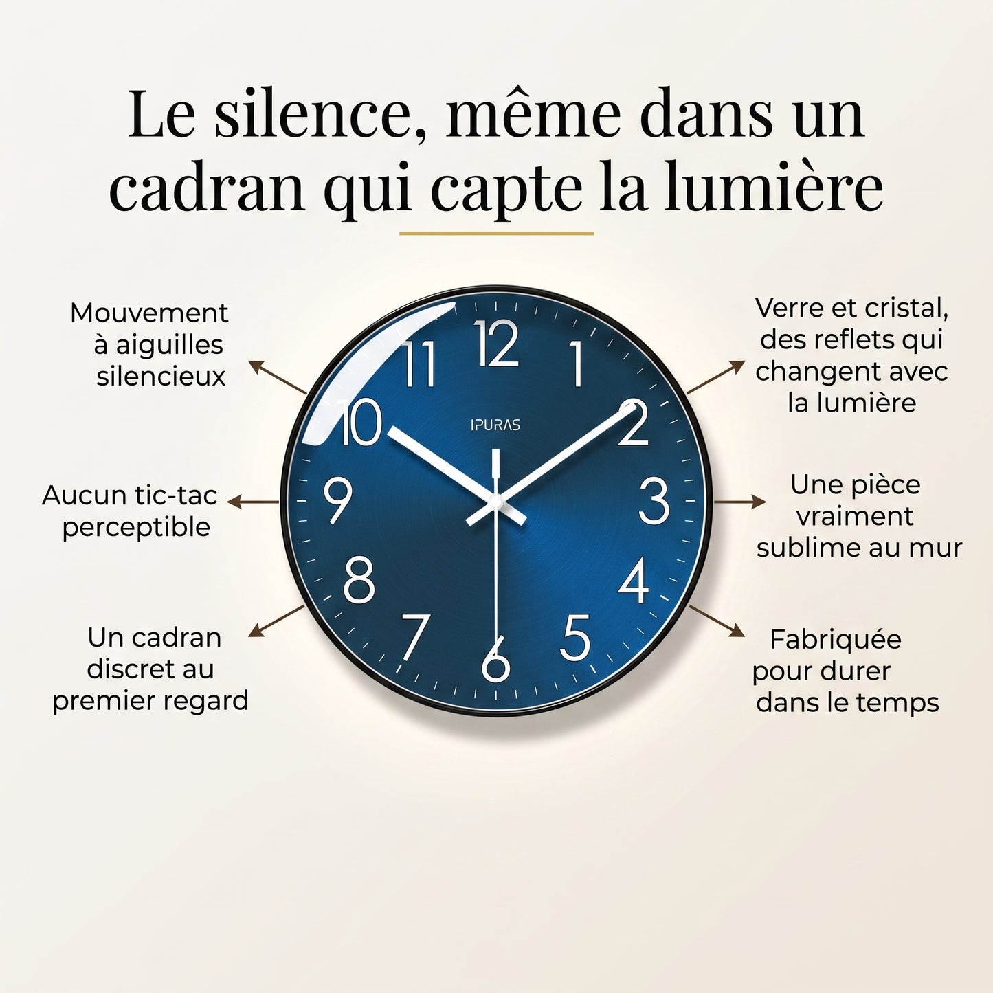 Horloge Murale Design en Verre et Cristal, Silencieuse, Élégante et Facile à Installer – Cristalio (Copie)