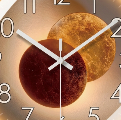Horloge Murale Design Ronde en Verre et Cristal, Silencieuse et Épurée – Orion