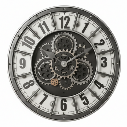 Horloge Murale Industrielle À Engrenages Style Steampunk, Silencieuse et Spectaculaire – Engrena