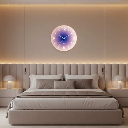 Horloge Murale Design en Verre avec Motif Abstrait, Analogique et Silencieuse – MOMO