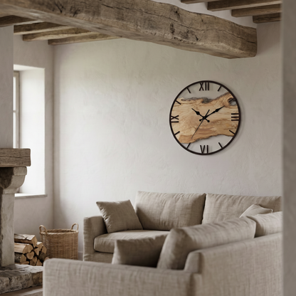 Horloge Murale Design Effet Bois Transparente, Silencieuse – Norévia