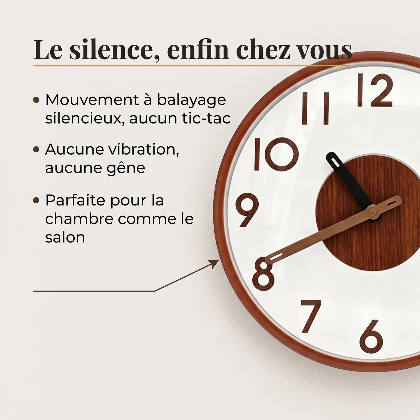 Horloge Murale en Bambou Naturel, Silencieuse et Facile à Lire – Bambusa