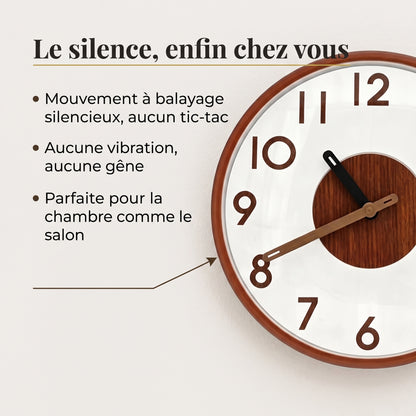Horloge Murale en Bambou Naturel, Silencieuse et Facile à Lire – Bambusa