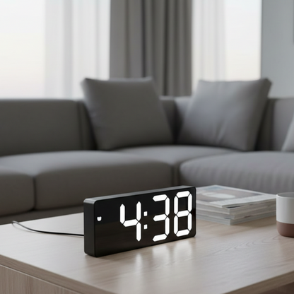 Réveil LED Miroir à Commande Vocale et Mode Nuit – Noctyra