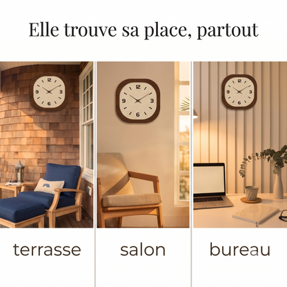 Horloge Murale Vintage Style Français en Bois et Bambou, Silencieuse et Chaleureuse – Coquéa