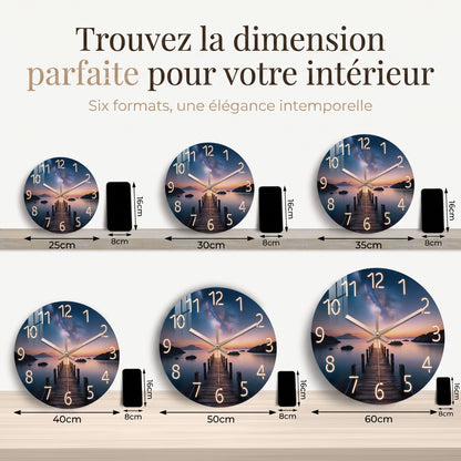 Horloge Murale Originale Ciel Étoilé Bleu Nuit en Bois, Silencieuse et Sublime – Nocturna