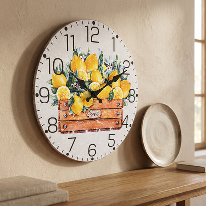 Horloge Murale Originale Citron en Bois, Silencieuse – Zestia