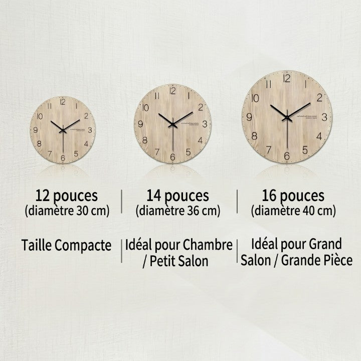 Horloge Murale Design Ronde en Bois, Silencieuse et Épurée – Sylvano