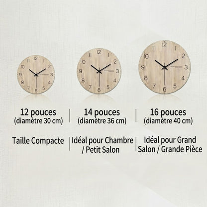 Horloge murale en bois ronde, silencieuse et épurée – Sylvano