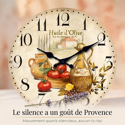 Horloge Murale en Bois Style Provençal, Silencieuse et Chaleureuse – Classiqua