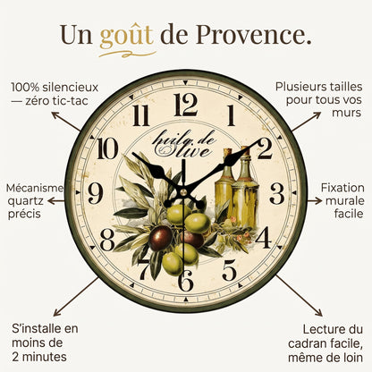 Horloge Vintage Branche d'Olivier en Bois, Silencieuse – Oliveda