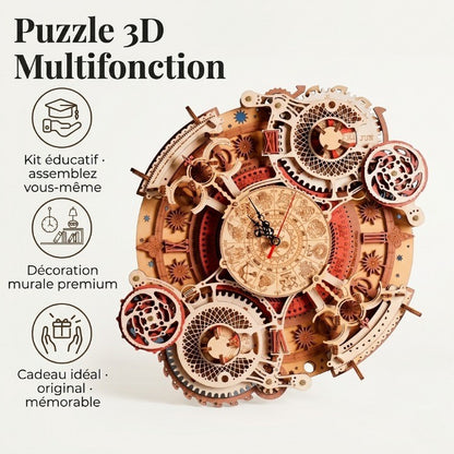 Horloge Originale DIY en Bois Steampunk à Assembler – Zodiaque