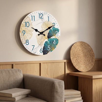 Horloge Murale Design Moderne Feuille de Ginkgo en Bois, Silencieuse – Ginkyra