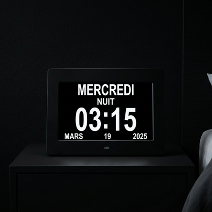Réveil LED Calendrier Multilingue avec 12 Alarmes et Télécommande – Calendra