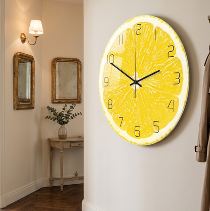 Horloge Originale Fruits Tropicaux en Acrylique, Silencieuse et Colorée – Fruvela