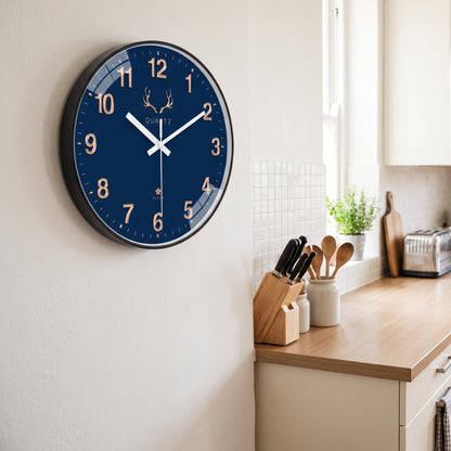 Horloge Murale Originale Paysage Peint Bleu Foncé, Silencieuse – Azuraine