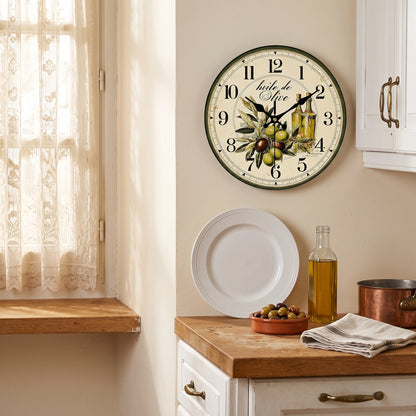 Horloge Vintage Branche d'Olivier en Bois, Silencieuse – Oliveda