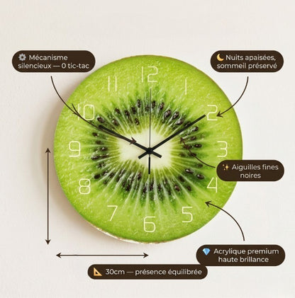 Horloge Originale Fruits Tropicaux en Acrylique, Silencieuse et Colorée – Fruvela