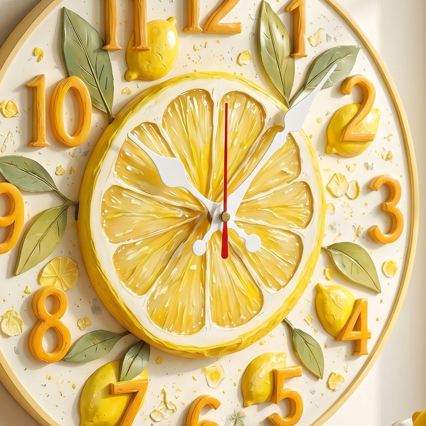 Horloge Murale Originale Motif Citron et Orange en Bois, Silencieuse et Décorative – Citrina