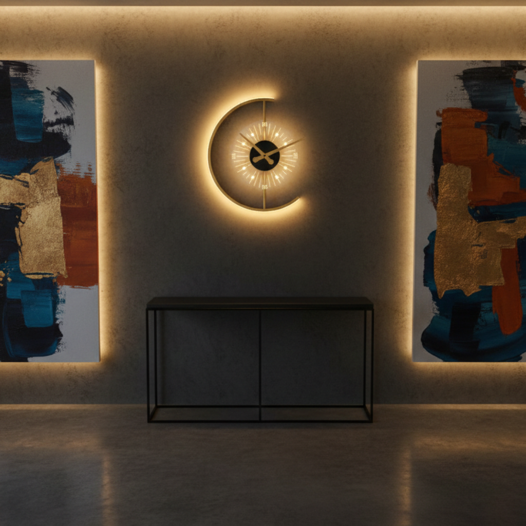 horloge murale LED design moderne effet horloge lumineuse, décorative et élégante – Zelyon