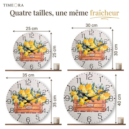 Horloge Murale Originale Citron en Bois, Silencieuse – Zestia