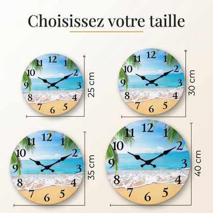 Horloge Murale Vintage Motif Plage en Bois, Silencieuse et Apaisante – Rivéa