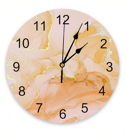 Horloge Murale Moderne Effet Marbre Dégradé Pastel, Silencieuse et Colorée – Pastella