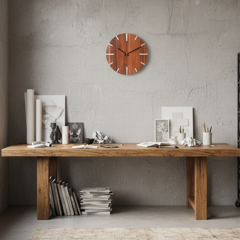 Horloge murale en bois 3D au style nordique, silencieuse et décorative – Atria