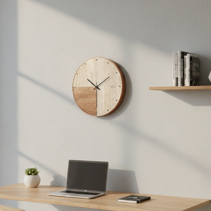 Horloge Murale en Bois au Design Moderne, Silencieuse et Décorative – Arca