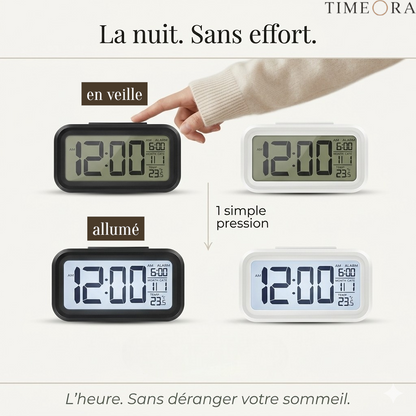 Réveil LED Grand Écran avec Snooze et Calendrier – Noctira