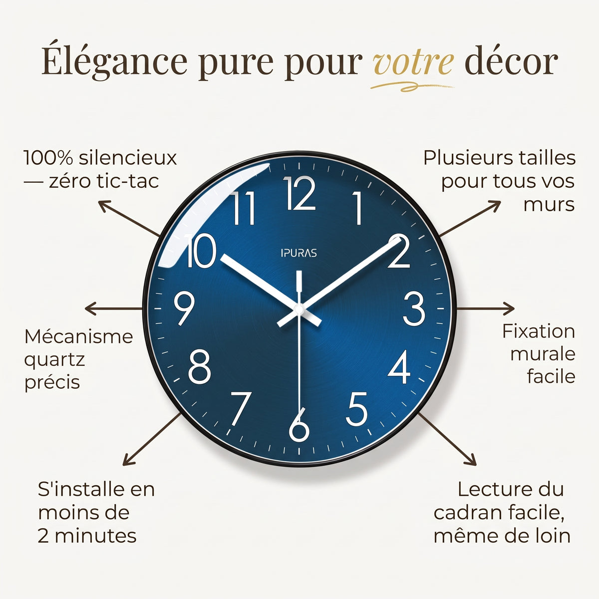 Horloge Murale Design en Verre, Silencieuse, Élégante et Facile à Installer – Cristalio