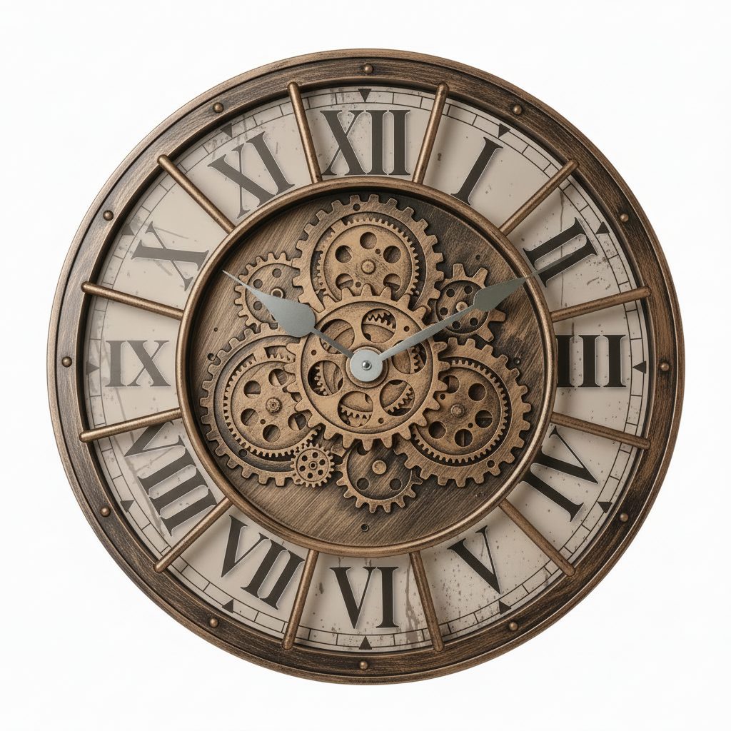 Horloge Murale Industrielle À Engrenages Style Steampunk, Silencieuse et Spectaculaire – Engrena