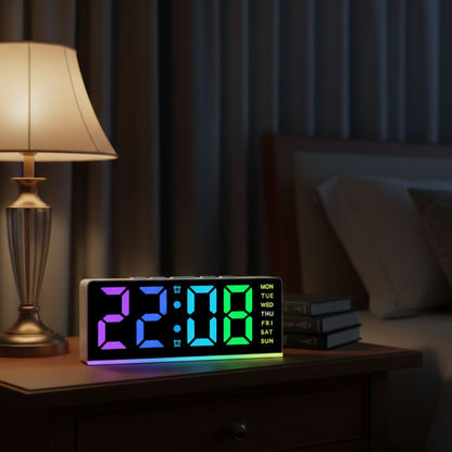 Réveil LED RGB avec Double Alarme et Luminosité Réglable – Velanga