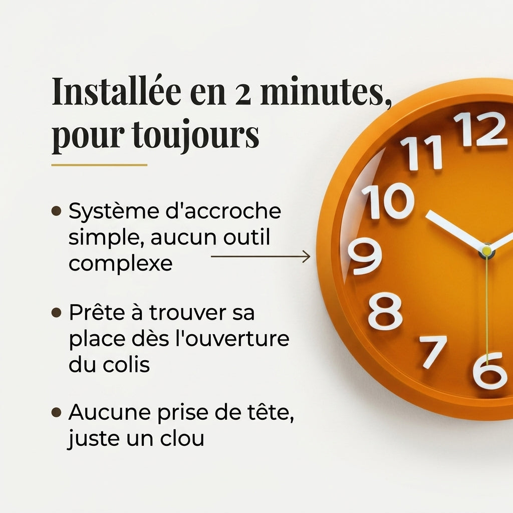 Horloge Murale Moderne Ronde en Acrylique, Silencieuse et Simple à Lire – Cubera