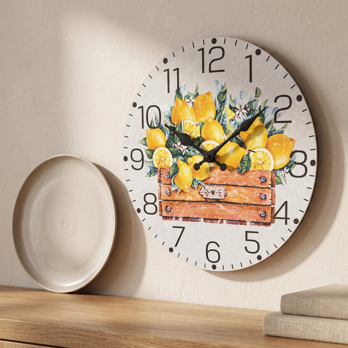 Horloge Murale Originale Citron en Bois, Silencieuse – Zestia