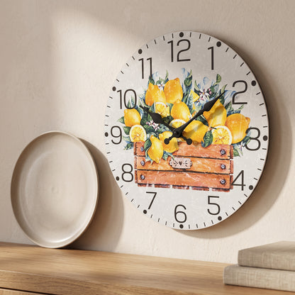 Horloge Murale Originale Citron en Bois, Silencieuse – Zestia