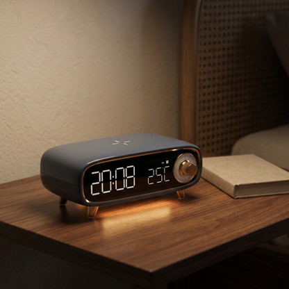 Réveil 6 en 1 avec Enceinte Bluetooth 5.0 et Chargeur Sans Fil 15W – Lumisono