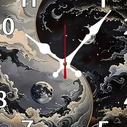 Horloge Murale Design Motif Fantastique en Bois, Silencieuse et Originale – Onyria