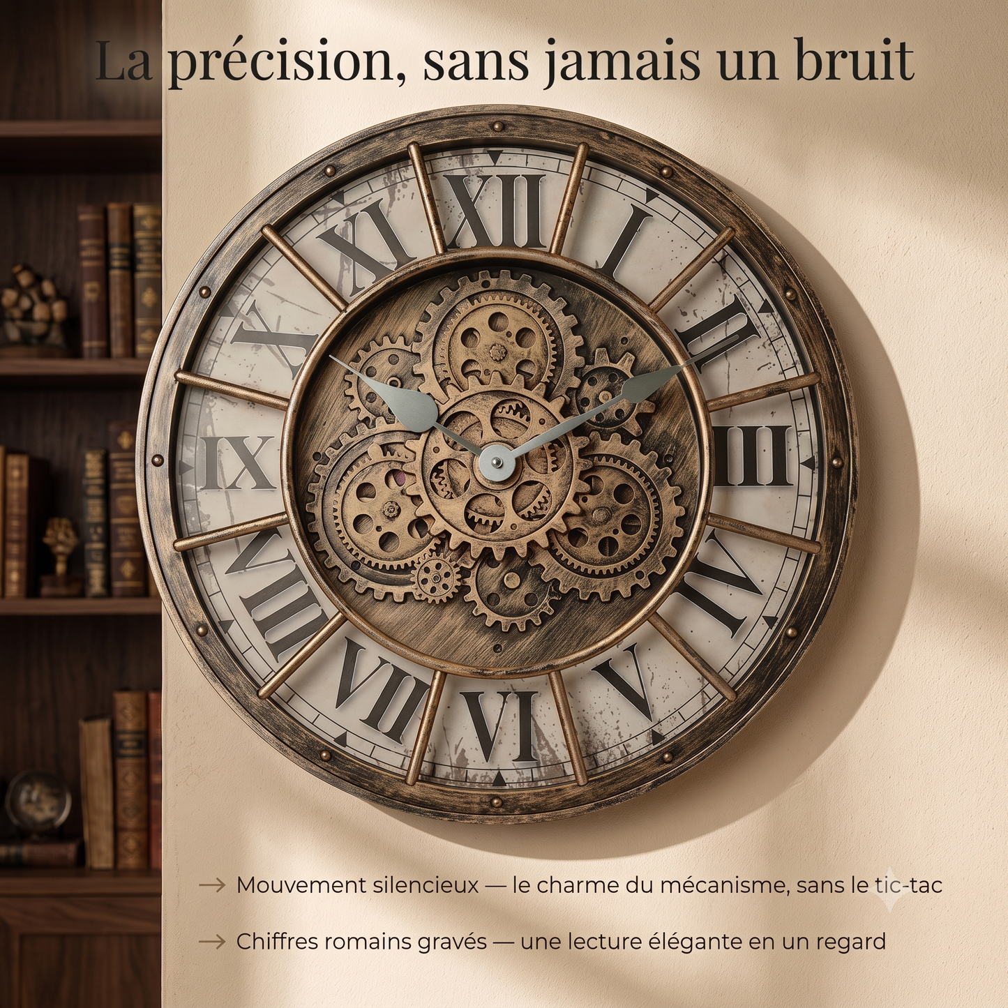 Horloge Murale Industrielle À Engrenages Style Steampunk, Silencieuse et Spectaculaire – Engrena