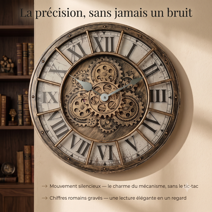 Horloge Murale Industrielle À Engrenages Style Steampunk, Silencieuse et Spectaculaire – Engrena