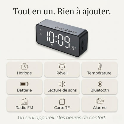 Réveil avec Enceinte Bluetooth Portable et Audio Véhicule – EchoRise Mini
