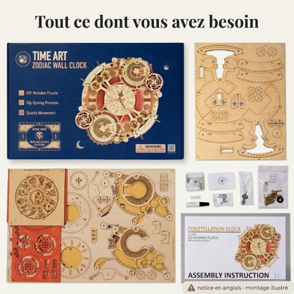Horloge Originale DIY en Bois Steampunk à Assembler – Zodiaque