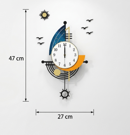 Pendule Murale Voilier Nautique en Acrylique, Créative et Décorative – Navelo
