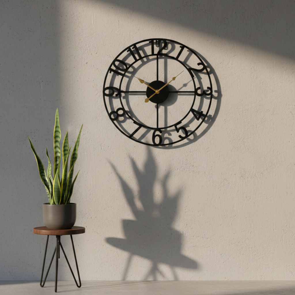 Horloge Murale Industrielle Ronde en Métal Vintage, Silencieuse et Décorative Grand Format – Ferrano