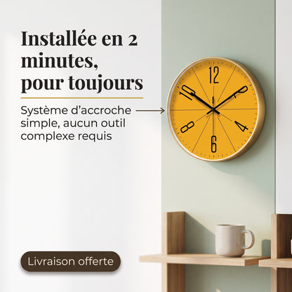 Horloge Murale Design Moderne en Verre et Cristal, Silencieuse et Raffinée – Solara