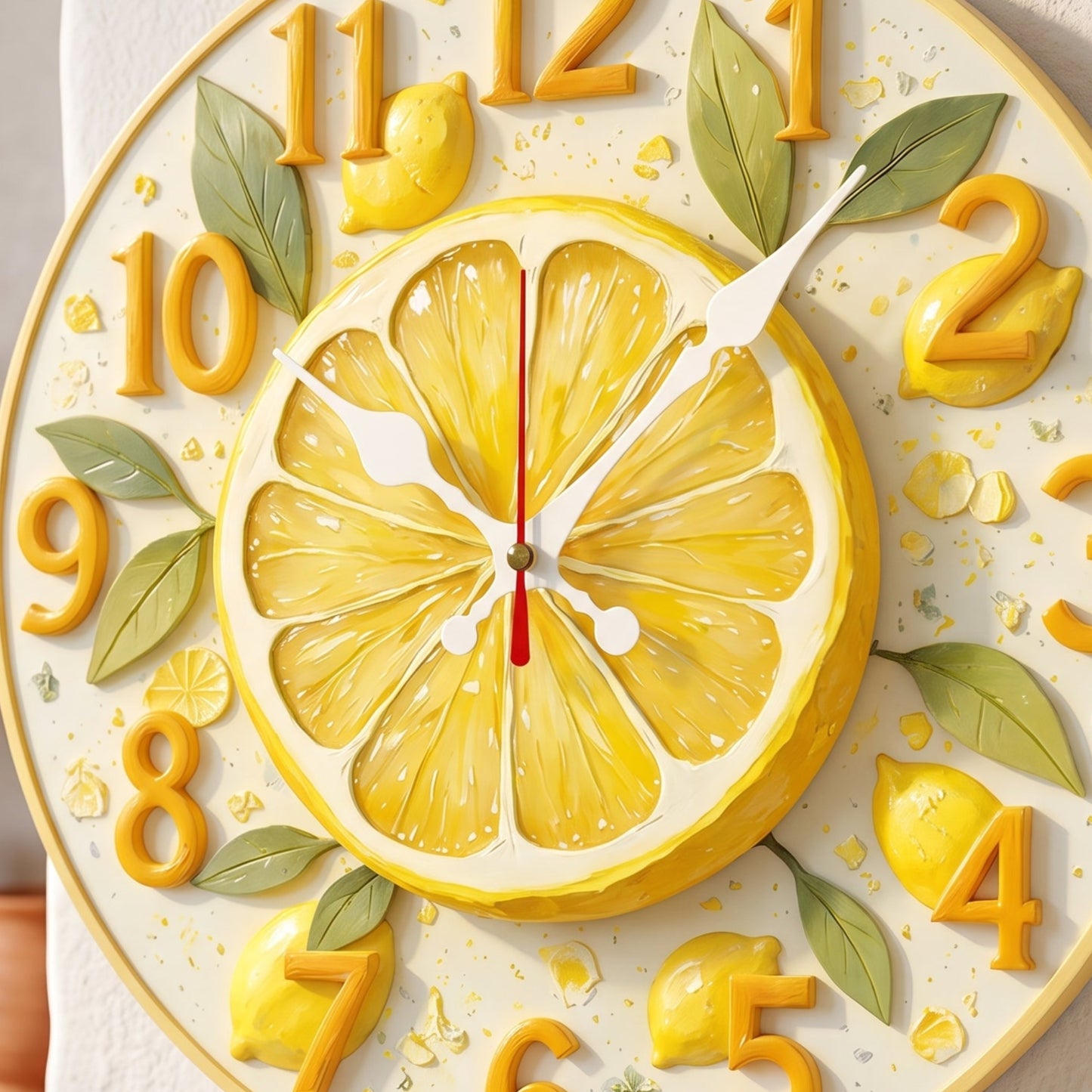 Horloge Murale Originale Motif Citron et Orange en Bois, Silencieuse et Décorative – Citrina