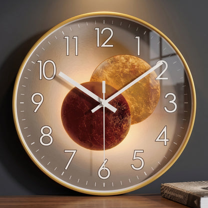 Horloge Murale Design Ronde en Verre et Cristal, Silencieuse et Épurée – Orion